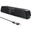 Senzer CS20 Casse Pc, Casses Usb Bluetooth Flowing LED Gaming SoundBar, Casse pe