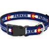 Buckle-Down Designs Plastic Clip Collar Colfax PARKER Flag Blue/White/Red/Yellow Large 15-24"