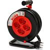 Velamp Prolunga Elettrica con Avvolgicavo 15mt - 4 Prese Polivalenti (Schuko + 1