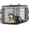 Feandrea Gabbia per Cani Pieghevole, con 2 Porte, Vassoio Rimovibile, 122 x 74,5