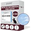 PiuPet Rete per Gatti Trasparente 8x3m - Protezione Balcone e Finestre | Resiste