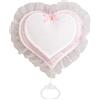 FILET AMP3023R - Fiocco Nascita Musicale, Coccarda Nascita a Forma di Cuore con Carillon, Inserto in Tela Aida da Ricamare, Made in Italy, Colore Rosa