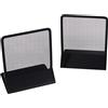Relaxdays Set da 2 Fermalibri per Mensole, Supporti Libri, Reggilibri a Rete in Acciaio, HLP 16,5x13,5x10,5 cm, Nero