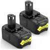 KEATFE 2 batterie di ricambio da 18 V, 5,0 Ah, per ryobi 18 V, RB18L50