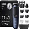 Braun AIO7540 11 in 1, tosaerba elettrico da uomo, impermeabile, batteria ricari