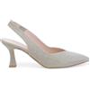 Melluso Décolleté donna slingback in tessuto platino d168q