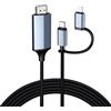 CAVO HDMI 2 IN 1 LIGHTNING USB C 2M PER IPHONE 16 15 14 13 12 11 IPAD PRO AIR MI