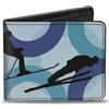Buckle-Down Designs Bi-Fold Wallet Action Ski Pose Silhouettes/Rings Blues/Black