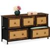 Relaxdays Cassettiera Camera da Letto e Ingresso, Comò con 5 Cassetti, Look Rattan, HLP: 54,5x100x32,5 cm, Marrone Nero