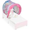 Relaxdays Tenda da Letto per Bambini, 220 x 79 cm, Cupola da Gioco, Funzione Pop-Up, Rifugio per la Cameretta, Unicorno