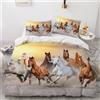KIMETI Duvet Cover Set Single Horse Herd 3D Printed Quilt Cover Microfiber Bedding Set
