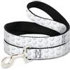 Buckle-Down Designs Dog Leash Golf Ball Dimples Whites NARROW 0.5"