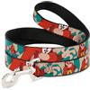 Looney Tunes Dog Leash Yosemite Sam Poses Turquoise WIDE 1.5"