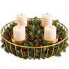 relaxdays Corona dell'Avvento, ciotola in metallo a rete, porta 4 candele a colonna