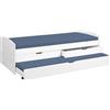 Inter Link - Letto funzionale 90 x 200 cm - con spazio di archiviazione - Lettino per bambini - Letto con cassetti - Letto in legno massello - 2 cassetti - 1 cassetto bianco - Legno massello - Ried