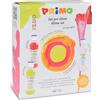 PRIMO - Colla Liquida Trasparente Colorata Ideale per Slime per Bambini, 2 Colle a Colori Fluo da 240 ml con Dosatore + Attivatore da 240 ml Set Valigetta Cartoleria per Lavoretti Creativi e Découpage