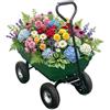 IdealHouse Carrello con 2-4 ruote, carriola, carrello ribaltabile per cortile e | Robusto telaio in ferro laccato, vassoio in plastica PP resistente alla corrosione, ruote resistenti all'usura con cerchione