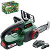Bosch Motosega a batteria UniversalChain 18 | batteria, caricabatteria, sistema SDS, lunghezza barra: 200 mm, sistema da 18 Volt, 2,5 Ah