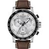 Tissot Orologio da uomo Tissot Supersport Chrono quadrante argento pelle marrone T12...