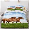 KIMETI Duvet Cover Set Double Horses 3D Printed Quilt Cover Microfiber Bedding Set Hors