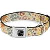 Buckle-Down Designs Dog Collar Bone Summer Harmony Collage Beige/Multi Color Medium 11-16.5"