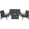 MONSTERSHOP Set Giardino Alluminio 5 Posti Divano Poltrone Reclinabili Tavolo Braciere