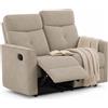 Divano 2 Posti Recliner Manuale Poltrona Reclinabile Tessuto 132x96x103 Tortora