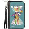 Candy Land PU Zip Around Wallet Rectangle Candy Land KANDY RULES King Kandy Pose Teal/Multi