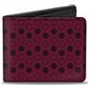 Buckle-Down Designs Bi-Fold Wallet Dots Solid/Outline Maroon
