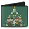 Peanuts Bi-Fold Wallet Peanuts Holiday Christmas Tree Group Pose Greens
