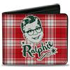 A Christmas Story Bi-Fold Wallet A Christmas Story RALPHIE Smiling Face Plaid Red/White/Green