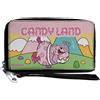 Candy Land PU Zip Around Wallet Rectangle Candy Land Jolly Laughing Pose and Gum Drop Mount