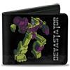 Transformers Bi-Fold Wallet Transformers DEVASTATOR Action Pose and Decepticon Shield Black/S