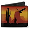 Buckle-Down Designs Bi-Fold Wallet Cowboy Silhouette/Western Landscape Reds/Black