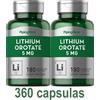 Piping Rock Orotato di litio OROTATO 5 mg 360 capsule anti-invecchiamento stress depressione
