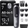 Braun Rasoio Elettrico Barba e Capelli Serie 7 Accessori AIO7545 Grigio Rifinitore All