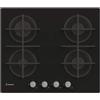 Candy CVG 6 B Piano Cottura a Gas in Vetro Temperato, 4 Fuochi, da Incasso, Grig