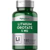Piping Rock Orotato di litio OROTATO 5 mg 180 capsule anti-invecchiamento stress depressione