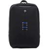 NAVA DESIGN - Zaino Organizzato con Uno Scomparto con Tasche Imbottite Porta PC e Porta Tablet, Due Tasche Aperte e Trolley Sleeve, ColoreNero/Azzurro - Dimensioni 30 x 43 x 14 cm, 18 Litri