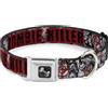 Buckle-Down Designs Dog Collar Bone ZOMBIE KILLER w/Stacked Zombies Sketch Small 9.5-13"