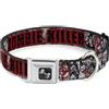Buckle-Down Designs Dog Collar Bone ZOMBIE KILLER w/Stacked Zombies Sketch Large 15-24"