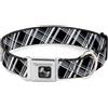 Buckle-Down Designs Dog Collar Bone Plaid X2 Black/Grays/White Small 9.5-13"