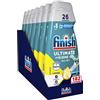 Finish Quantum + Igiene, Detersivo Lavastoviglie Raccomandato da Napisan, Gel Lavastoviglie al Limone, 182 Lavaggi, 7 confezioni da 26 Lavaggi di Liquido Lavastoviglie