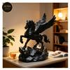 Pegaso Nero Alato Statua Feng Shui Decorativa da Tavolo