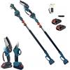 Kit Potatura Mini Motosega 6" + Forbice Cesoia a Batteria con Asta Telescopica