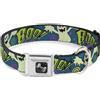 Buckle-Down Designs Dog Collar Bone Ghost BOO! Blue/Multi Color Large 15-24"