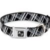 Buckle-Down Designs Dog Collar Bone Plaid X2 Black/Grays/White Medium 11-16.5"