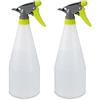Relaxdays Spruzzino Nebulizzatore, Set 2, 1 L, Bottiglietta Spray, Spruzzo Nebulizzante e a Getto, Plastica, bianco
