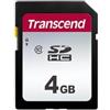 Transcend Scheda di memoria SDHC ad alta velocità da 4 GB (per fotocamere digitali, foto e video, autoradio) Classe 10, UHS-I U3, Video Speed Class V30 per 4K Ultra HD - TS4GSDC300S