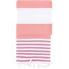 Foutastic Lussuoso telo mare Fouta 100% cotone, 100 x 180 cm, assorbente, morbido e lavabile, colore: fucsia e bianco, ideale per spiaggia e spa